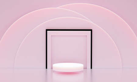 Scene with podium for mock up presentation in minimalism style with copy space, 3d render abstract background designの写真素材