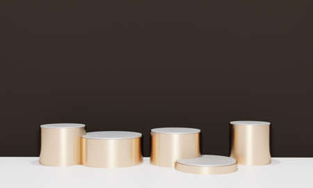 Scene with podium for mock up presentation in minimalism style with copy space, 3d render abstract...