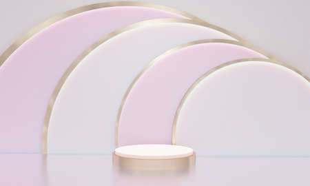 Scene with podium for mock up presentation in minimalism style with copy space, 3d render abstract...