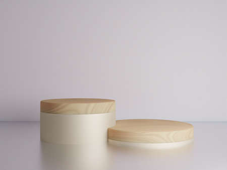 Scene with podium for mock up presentation in minimalism style with copy space, 3d render abstract...