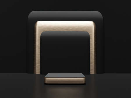 Scene with podium for mock up presentation in minimalism style with copy space, 3d render abstract...