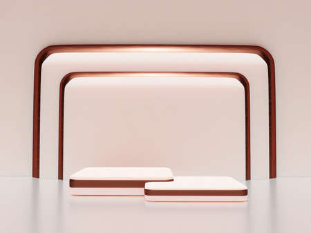 Scene with podium for mock up presentation in minimalism style with copy space, 3d render abstract...