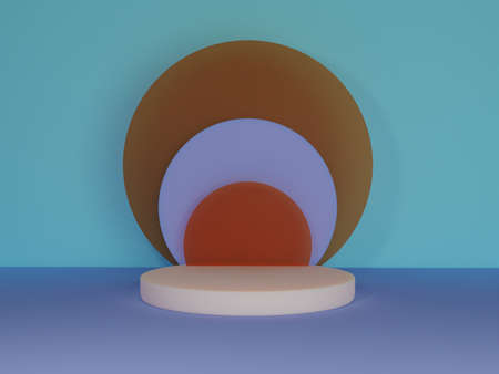 Scene with podium for mock up presentation in minimalism style with copy space, 3d render abstract...