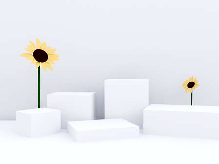 Scene with podium for mock up presentation in minimalism style with copy space, 3d render abstract nature background designの写真素材