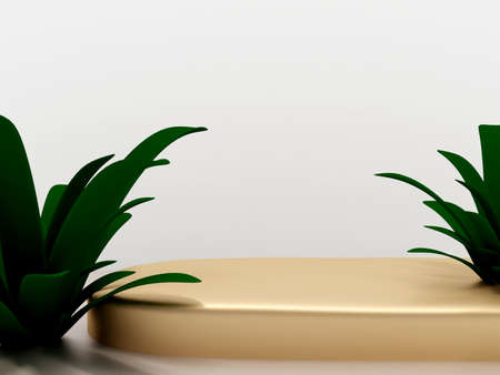 Scene with podium for mock up presentation in minimalism style with copy space, 3d render abstract nature background designの写真素材