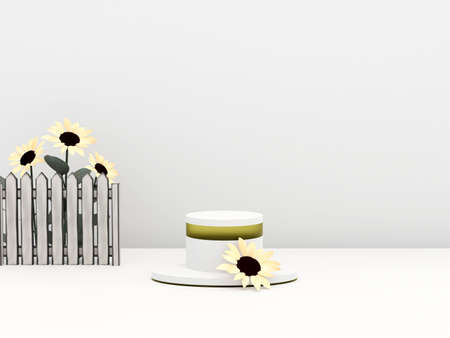 Scene with podium for mock up presentation in minimalism style with copy space, 3d render abstract nature background designの写真素材