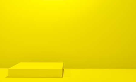 Scene with yellow color podium for mock up presentation in minimalism style with copy space, 3d render abstract background designの写真素材