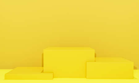 Scene with yellow color podium for mock up presentation in minimalism style with copy space, 3d render abstract background designの写真素材