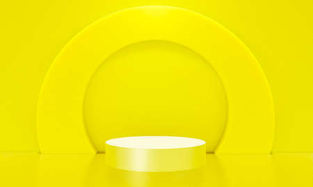 Scene with yellow color podium for mock up presentation in minimalism style with copy space, 3d render abstract background designの写真素材