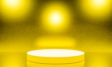 Scene with yellow color podium for mock up presentation in minimalism style with copy space, 3d render abstract background designの写真素材