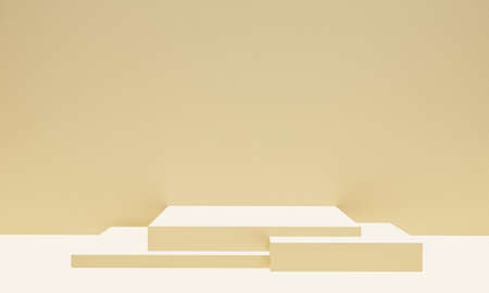 Scene with beige color podium for mock up presentation in minimalism style with copy space, 3d render abstract background designの写真素材