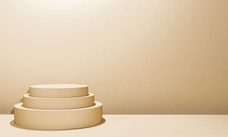 Scene with beige color podium for mock up presentation in minimalism style with copy space, 3d render abstract background designの写真素材
