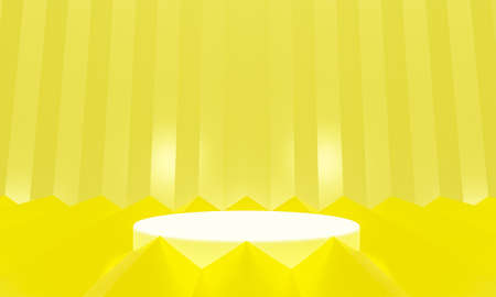 Scene with yellow color podium for mock up presentation in minimalism style with copy space, 3d...