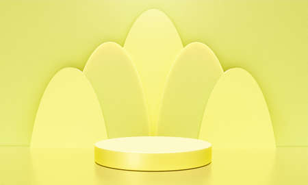 Scene with yellow color podium for mock up presentation in minimalism style with copy space, 3d render abstract background designの写真素材