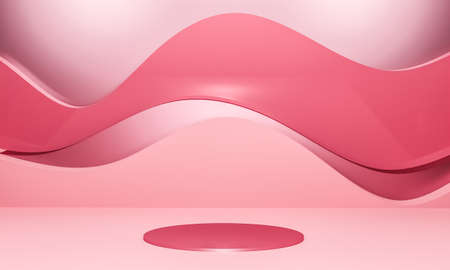 Scene with pink color podium for mock up presentation in minimalism style with copy space, 3d render...