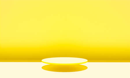 Scene with yellow color podium for mock up presentation in minimalism style with copy space, 3d...