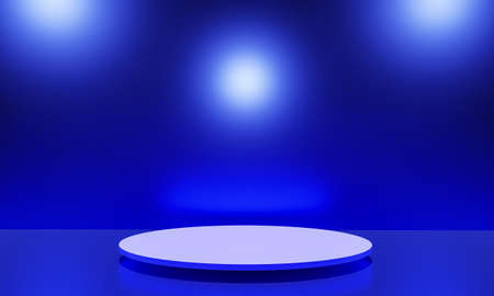 Scene with blue color podium for mock up presentation in minimalism style with copy space, 3d render abstract background designの写真素材