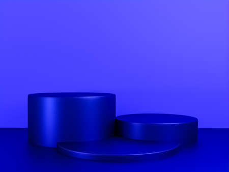 Scene with dark blue color podium for mock up presentation in minimalism style with copy space, 3d render abstract background designの写真素材