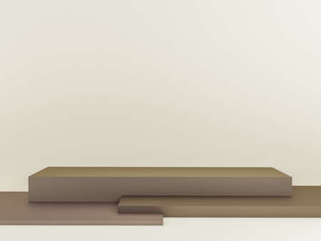 Scene with beige color podium for mock up presentation in minimalism style with copy space, 3d...