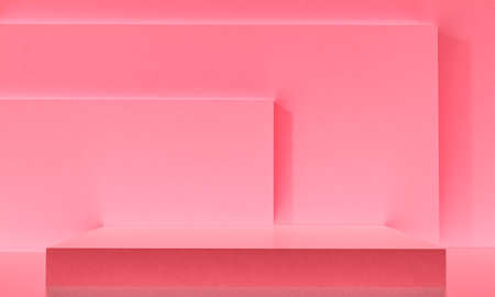 Scene with pink color podium for mock up presentation in minimalism style with copy space, 3d render...