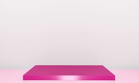 Scene with pink color podium for mock up presentation in minimalism style with copy space, 3d render...
