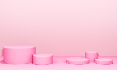 Scene with pink color podium for mock up presentation in minimalism style with copy space, 3d render...