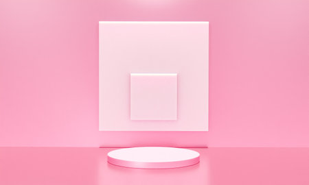Scene with pink color podium for mock up presentation in minimalism style with copy space, 3d render...