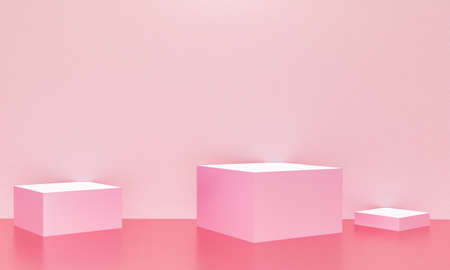 Scene with pink color podium for mock up presentation in minimalism style with copy space, 3d render...