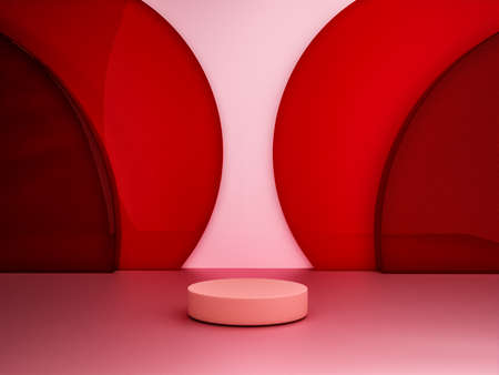 Scene with pink color podium for mock up presentation in minimalism style with copy space, 3d render abstract background designの写真素材