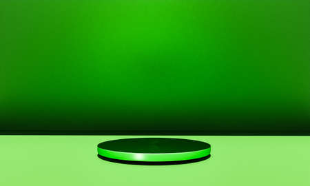 Scene with green color podium for mock up presentation in minimalism style with copy space, 3d render abstract background designの写真素材