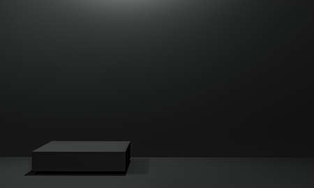 Scene with black color podium for mock up presentation in minimalism style with copy space, 3d...