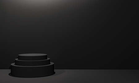 Scene with black color podium for mock up presentation in minimalism style with copy space, 3d render abstract background designの写真素材