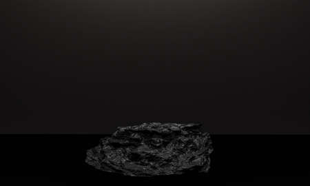 Scene with black color stone podium for mock up presentation in minimalism style with copy space, 3d render abstract background designの写真素材