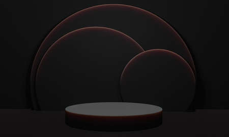 Scene with black color podium for mock up presentation in minimalism style with copy space, 3d render abstract background designの写真素材