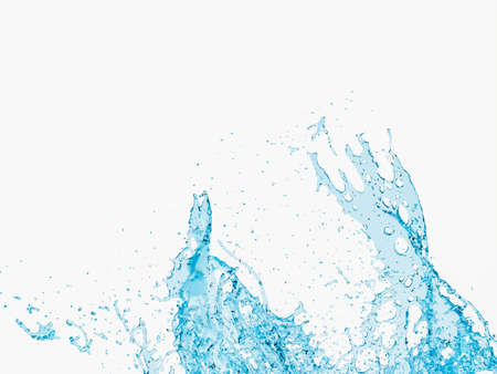 Beautiful abstract liquid background with transparent clear blue water splash on white, 3d render...