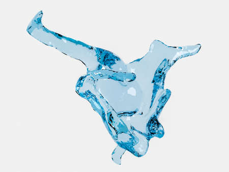 Beautiful abstract liquid transparent clear blue water splash on white background, 3d render illustration designの写真素材