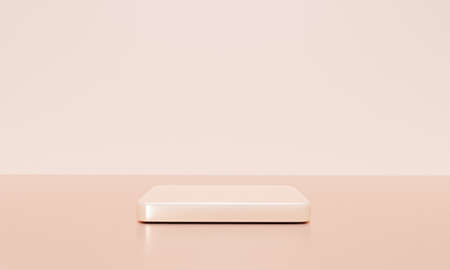 Scene with elegant shiny podium for mock up presentation in minimalism style with copy space, 3d render abstract background designの写真素材