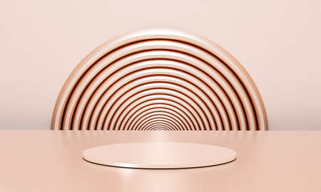 Scene with elegant shiny podium for mock up presentation in minimalism style with copy space, 3d...