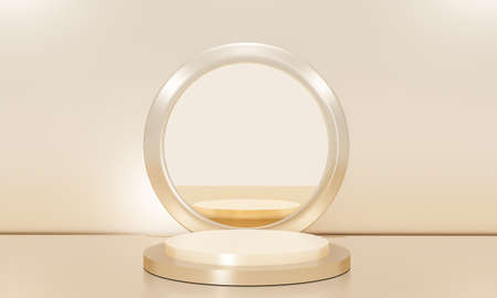 Scene with elegant shiny podium for mock up presentation in minimalism style with copy space, 3d...