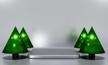 Scene with elegant shiny podium for mock up presentation in minimalism style with copy space, 3d render abstract background designの写真素材