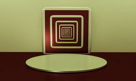 Scene with elegant shiny podium for mock up presentation in minimalism style with copy space, 3d...