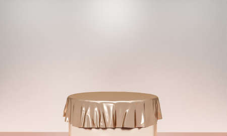 Scene with elegant shiny podium for mock up presentation in minimalism style with copy space, 3d render abstract background designの写真素材