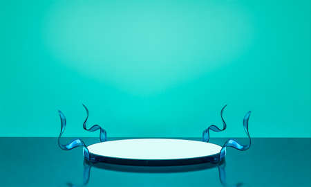 Scene with elegant shiny podium for mock up presentation in minimalism style with copy space, 3d render abstract background designの写真素材
