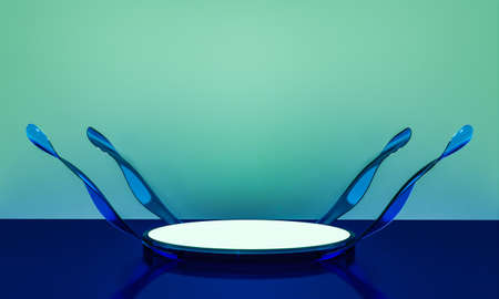 Scene with elegant shiny podium for mock up presentation in minimalism style with copy space, 3d render abstract background designの写真素材