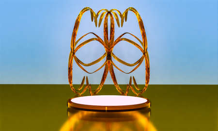 Scene with elegant shiny podium for mock up presentation in minimalism style with copy space, 3d render abstract background designの写真素材