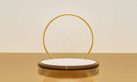 Scene with elegant shiny podium for mock up presentation in minimalism style with copy space, 3d render abstract background designの写真素材