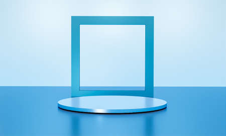 Scene with elegant shiny podium for mock up presentation in minimalism style with copy space, 3d render abstract background designの写真素材