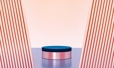 Scene with elegant shiny podium for mock up presentation in minimalism style with copy space, 3d render abstract background designの写真素材