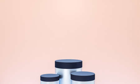 Scene with elegant shiny podium for mock up presentation in minimalism style with copy space, 3d render abstract background designの写真素材