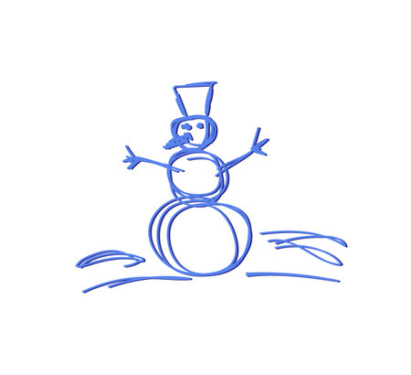 Abstract vector illustration, snowman sketch, children's drawing stylistics, outline hand paintedのイラスト素材